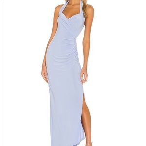 Norma Kamali x Revolve Halter Sweetheart Side Drape Gown